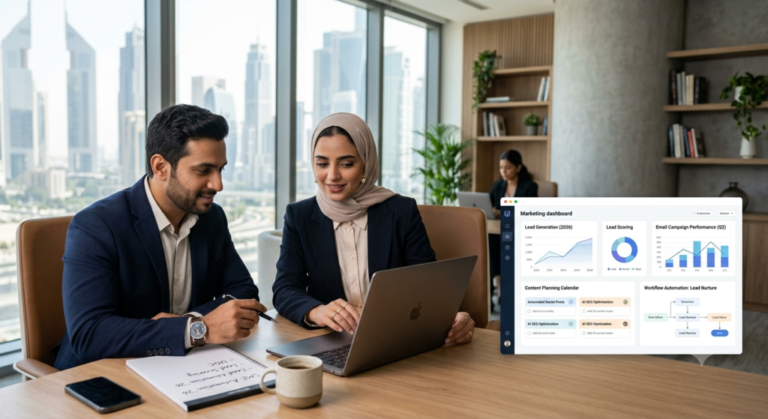 AI-powered marketing dashboard used by a UAE business team